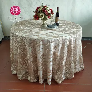 Champagner blatt Pailletten Stickerei Tisch dekoration Stoff für Hochzeit und Bankett 120 runde Tischdecke 180cm Durchmesser