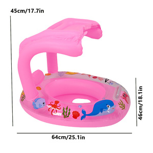 Flotador Inflable ABC para Niños con Toldo 80x60x55cm Diseño de Dibujos Animados para Bebés Uso en Piscina - Product Image 4