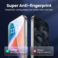 Ugreen Lot de 2 films de protection d'écran HD transparents 2.5D en verre trempé pour iPhone 17, 16, 15 Pro Max