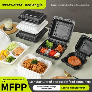 Lonchera Plegable de PP Estilo Americano MFPP Blanca con Bisagras, Tamaños de 6 a 9 Pulgadas, Apta para Microondas, Biodegradable, Exportación, de una Sola Pieza - Product Image 4