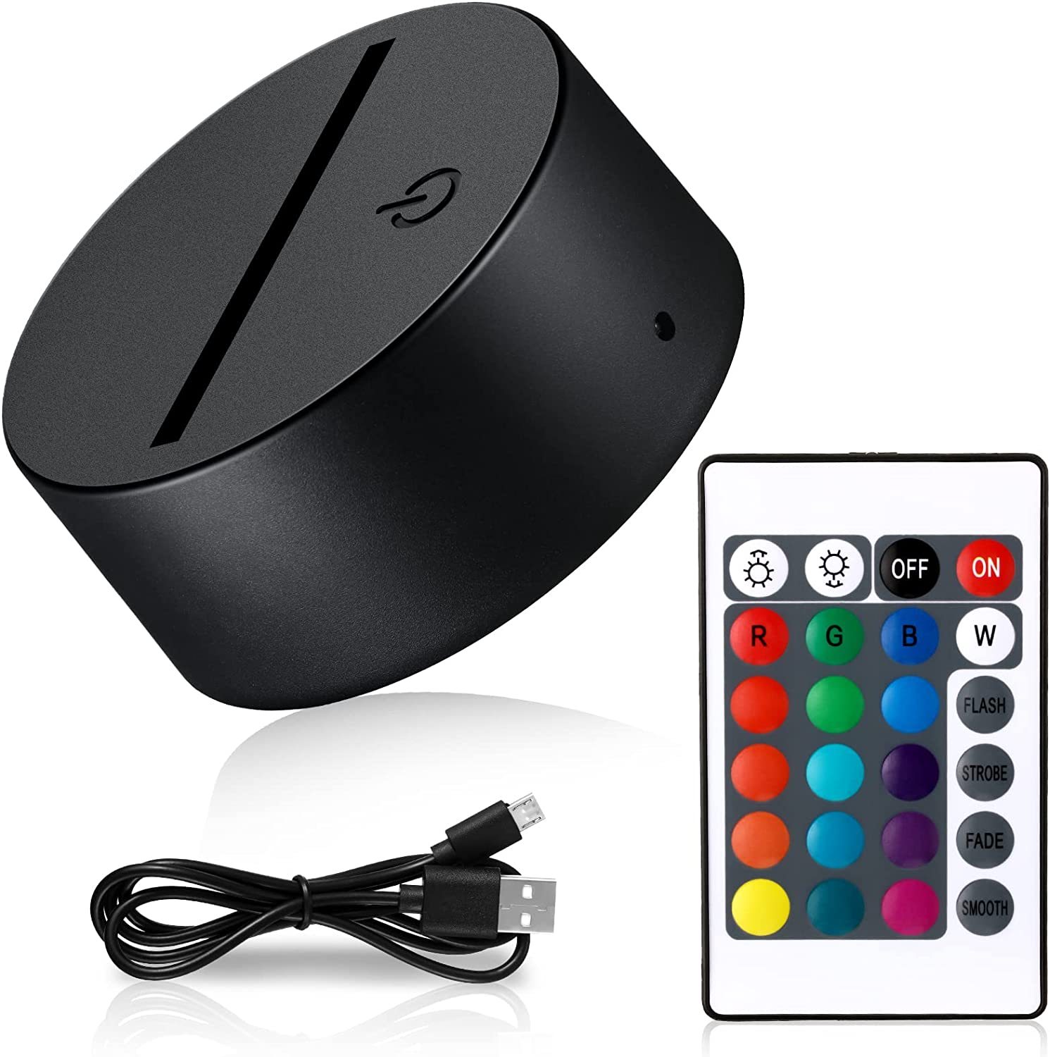 3D Night LED Light Lamp Base 16 Color LED Light Display Base with Remote Control USB Cable Christmas Light Lamp Base for Acrylic