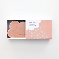 Savon de Bain Naturel Fait Main, Petit et Mignon, dans une Boîte en Papier Couché avec un Revêtement en Nuage, Laminé Mat UV avec Gaufrage pour Cadeau