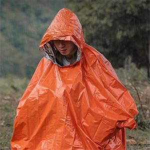 <span class=keywords><strong>Poncho</strong></span> de <span class=keywords><strong>pluie</strong></span> imperméable orange à capuche réfléchissant pour les sports de plein air - Randonnée, vélo, cyclisme, plastique épais - Product Image 6