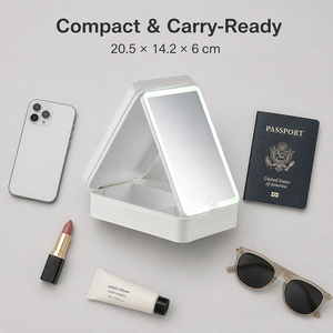 <span class=keywords><strong>Trousse</strong></span> de Maquillage Pliable 3-en-1 en Cuir PU avec Miroir LED Intégré, Sac de Voyage Portable et Organisateur Cosmétique avec Fermeture Auto-agrippante - Product Image 3