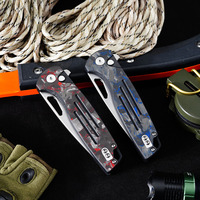 Couteau pliant portable d'extérieur avec manche en fibre de carbone, couteau tactique de camping, randonnée, pêche, outil EDC, couteau utilitaire T0045-4