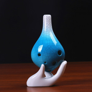 Ocarina en céramique 6 trous Alto C, finition craquelée, forme goutte d'eau, instrument à vent pour débutants, vente en gros - Product Image 4