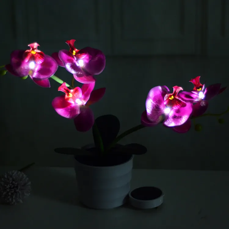 핑크 나비 난초 분지 꽃 빛 동적 잎 꽃 밤 조명 장식 웨딩 파티 테이블 램프