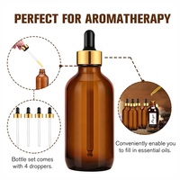 Flacon compte-gouttes en verre ambré rond personnalisé de 120 ml (4 oz) pour sérum, parfum, huiles capillaires et barbe