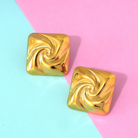 Pendientes de Acero Inoxidable Novirassine con Baño de Oro de 18K, Resistentes al Agua y al Deslustre, Diseño Cuadrado en Espiral, Joyería Minimalista de Moda