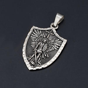 Saint Michael Archangel Sword Shield Trendy Anti Tarnish Waterproof Stainless Steel Pendant Fashion Jewelry Necklace Pvd for <b>Men</b> - Product Image 5
