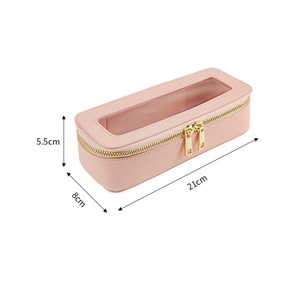 Portable Travel Cosmetic Bag with Clear <b>Window</b> Double Gold Zippers for Makeup <b>Brush</b> Storage and Toiletries Organization - Product Image 3