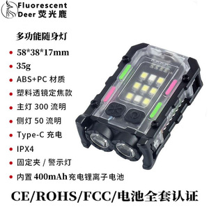 Mini linterna con doble fuente de luz LED, luz de llavero con luces de advertencia rojas, azules y blancas para uso en exteriores, luz con clip para sombrero - Product Image 4