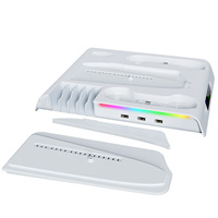 Base de refroidissement avec éclairage RGB, ventilateur de refroidissement filaire en plastique et support de charge pour manette pour Slim Pro