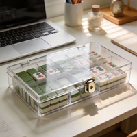 Boîte de rangement pour mahjong en acrylique transparent de haute qualité, personnalisable en usine, épaissie et polie, présentoir pour mahjong en acrylique transparent