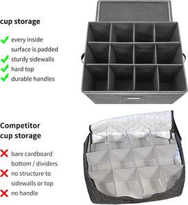 Scatola portaoggetti pieghevole per flauto calice in vetro di lino grigio - Product Image 3