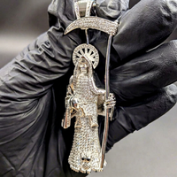 Pendentif Croix de Jésus Iced Out en Argent Sterling 925 avec Moissanite Diamant Rond Taillé VVS, Luxe Hip Hop Religieux