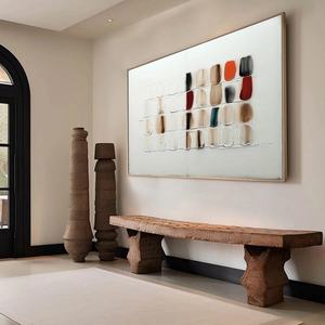 Peinture à l'huile abstraite minimaliste sur carreaux texturés originaux, art mural 100% peint à la main sur toile, décoration pour la maison et l'hôtel, cadre en bois, à suspendre - Product Image 5