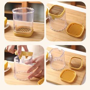 Fruit Slicer Cup Stainless Steel Strawberry Slicer with <b>Push</b> Plate Quickly Making Fruit Vegetable Salad for Kitchen - Product Image 3