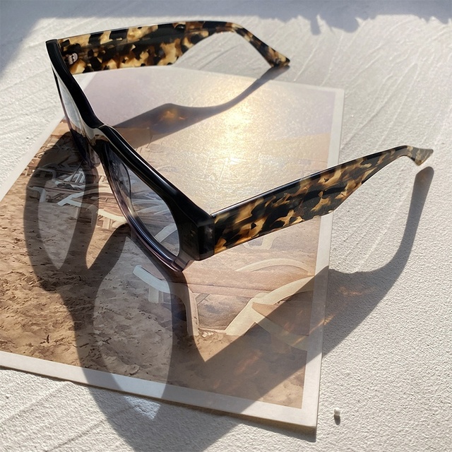 High-End Branded Sunglasses Bevel Rectangle Thick Acetate UV400 Polarized Lenses Fashionable Colored Shades