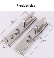 Gagang Pintu Modern Stainless Steel Perak Ambidextrous Mudah Dipasang untuk Apartemen Kayu Aluminium Berlapis Baja Pintu Utama Depan