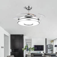 Ventilateur de plafond à économie d'énergie avec lumière, musique Bluetooth, moteur DC, LED dimmable, télécommande, 42 pouces, montage encastré pour la décoration intérieure