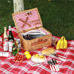Bamboo Empty for 4 Table Woven <strong>Family</strong> Storage Vietnam With Lid Plates Traditional Square Round Picnic Basket Oval Willow <strong>Hamper</strong> - Product Image 6