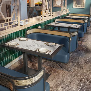 Banquette de restaurant en cuir en forme de U avec structure en bois massif, design moderne pour hôtel, salle à manger, bar à domicile - Product Image 3