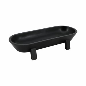 Ciotola decorativa ovale per centrotavola da caffè, decorazione minimalista per la casa, complemento d'arredo per il soggiorno, finitura nera opaca - Product Image 2