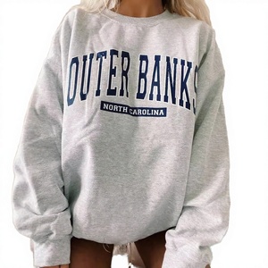 Sweat-shirt ample et respirant pour femme, style hip-hop, nouvelle mode, imprimé lettres bleues et rouges, tricoté, pour l'hiver - Product Image 3