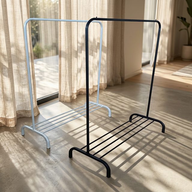 Customized Heavy Duty Metal Cloth Hanger Floor Clothes Rack Vintage Clothing Display Rack for Living Room Wardrobe