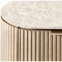 Table de chevet en pierre de style campagnard américain rétro simple à 3 tiroirs, écologique, pour chambre principale, avec plateau en marbre et rangement incurvé