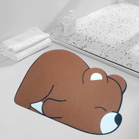 Tapis de sol en velours cristal ovale à motif de dessin animé mignon avec oreilles 3D, paillasson d'entrée antidérapant pour salles de bain et chambres d'enfants