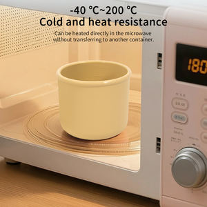 Boîte à lunch en silicone ronde de 250 ml pour la maison, compatible micro-ondes, sans BPA, récipient de stockage alimentaire avec couvercle anti-fuite, boîte à bento pour collations et fruits - Product Image 4