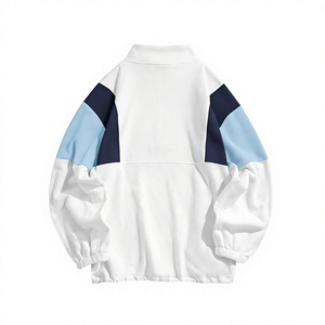 Sweat-shirt polaire à col zippé pour homme, color block, manches longues, décontracté, chaud, avec cordon de serrage à l'ourlet, poche kangourou, à capuche, 100% - Product Image 2