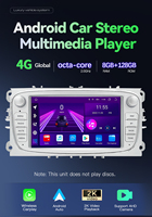 Autoradio 2 Din Android 14 GPS Lecteur multimédia de voiture Écran HD avec CarPlay sans fil intégré pour Ford Focus Kuga Mondeo Fiesta