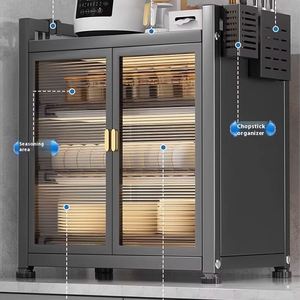 Efficient Metal Dish Rack Chopsticks <b>Storage</b> Cabinet Dust Proof Tabletop <b>Kitchen</b> Cupboard Door Household Dinnerware Drain Rack - Product Image 1