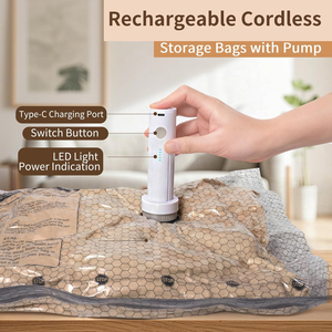 Lot de 15 sacs de <span class=keywords><strong>rangement</strong></span> sous vide avec pompe rechargeable L/M/S, sacs de compression portables résistants aux déchirures pour bagages de voyage - Product Image 5