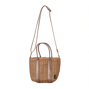 Sac à main en paille patchwork 25x18x13cm avec bandoulière pour femme, idéal pour l'été - Product Image 2