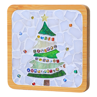 Kit de Mosaïque de Noël pour Sous-Verres en Bois Carrés et Ronds de 10 cm – Bricolage Créatif, Jouet Éducatif STEM, Cadeau de Vacances pour Enfants, Fait Main, OEM