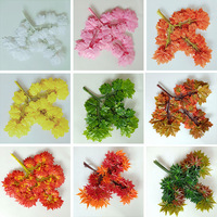 Feuilles de banian vert Branche de printemps artificielle Décor Branches d'arbre artificielles Branche de feuilles d'érable pour arrangement floral