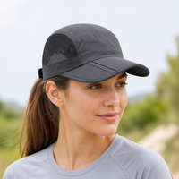 Casquette de baseball en nylon respirant avec dos en maille, fermeture réglable, visière incurvée, design color-block, style urbain, chapeau sportif d'extérieur