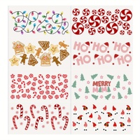 Ensemble de 8 autocollants de transfert UV DTF de Noël recto-verso découpés, adhésifs, motif cannes de bonbon et sapin, film de transfert thermique 24x11cm