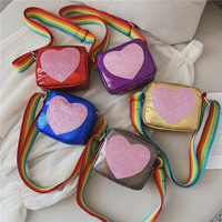 Sac à bandoulière carré pour filles en PU holographique imperméable avec fermeture éclair à paillettes, sac à bandoulière simple pour enfants