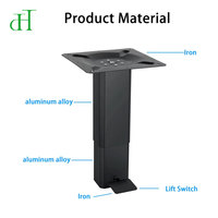 Colonne de levage pneumatique noire moderne réglable en hauteur avec pédale – Base de bureau assis-debout à une seule jambe