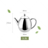 Théière Tenrey 1200ml en acier inoxydable 304 résistant à la chaleur à double paroi pour bureau de restaurant à domicile
