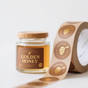 Custom Logo Adhesive Vinyl Stickers Waterproof <strong>Bee</strong> Honey <strong>Label</strong> for Jam Food Bottle Packaging