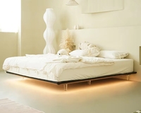 Cadre de lit en acier minimaliste italien sans dossier, design suspendu pour chambre d'hôtel, 1,5*2,0m 1,8*2,0m, durable, montage facile