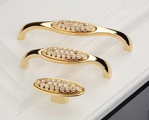 European <strong>Light</strong> Luxury Drawer <strong>Pulls</strong> <strong>Handle</strong> Cabinet Door Knob Crystal Glass Rhinestone Gold Kitchen Wardrobe <strong>Handles</strong> - Product Image 3