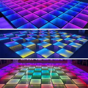 High Quality 3D Infinity Mirror Rgb Led Dance Floor Magnetic Portable Event Dance Floor Stage Lights For Wedding Disco Dj Party
