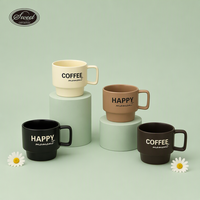 Ensemble de tasses à café empilables SWT avec support métallique, emballage personnalisé OEM, ensemble de tasses en céramique